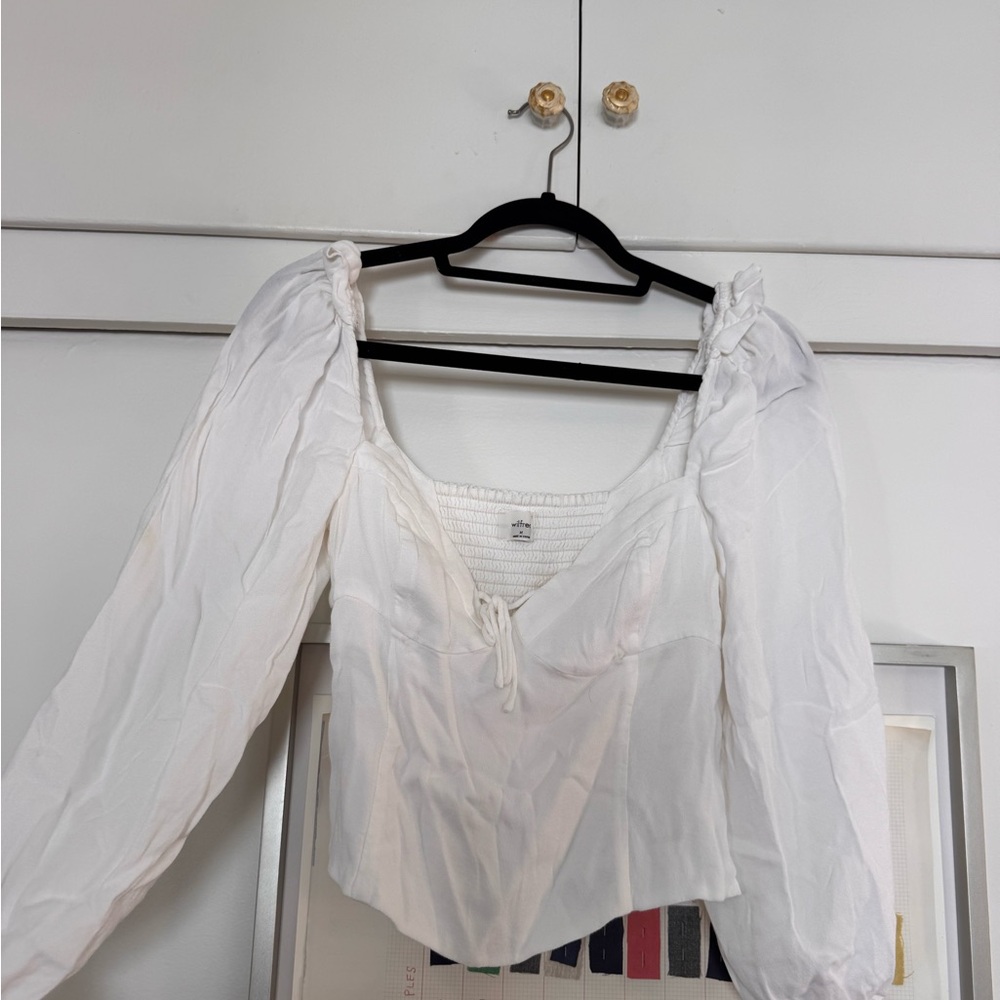 Aritzia Women's Peasant Blouse with Long Puff Sleeves